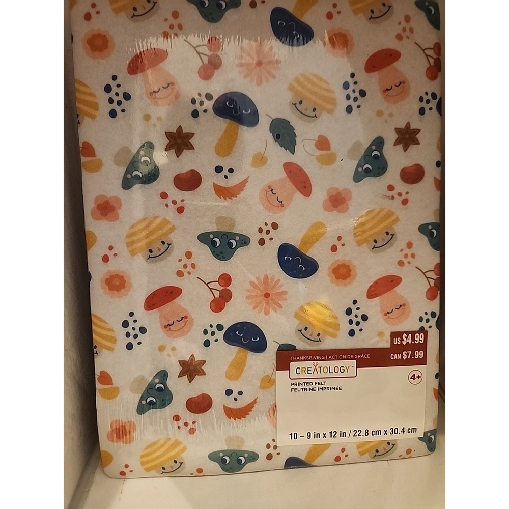 Creatology Printed Felt 10 Sheets 9x12 Mushroom Floral Thanksgiving Crafting NEW